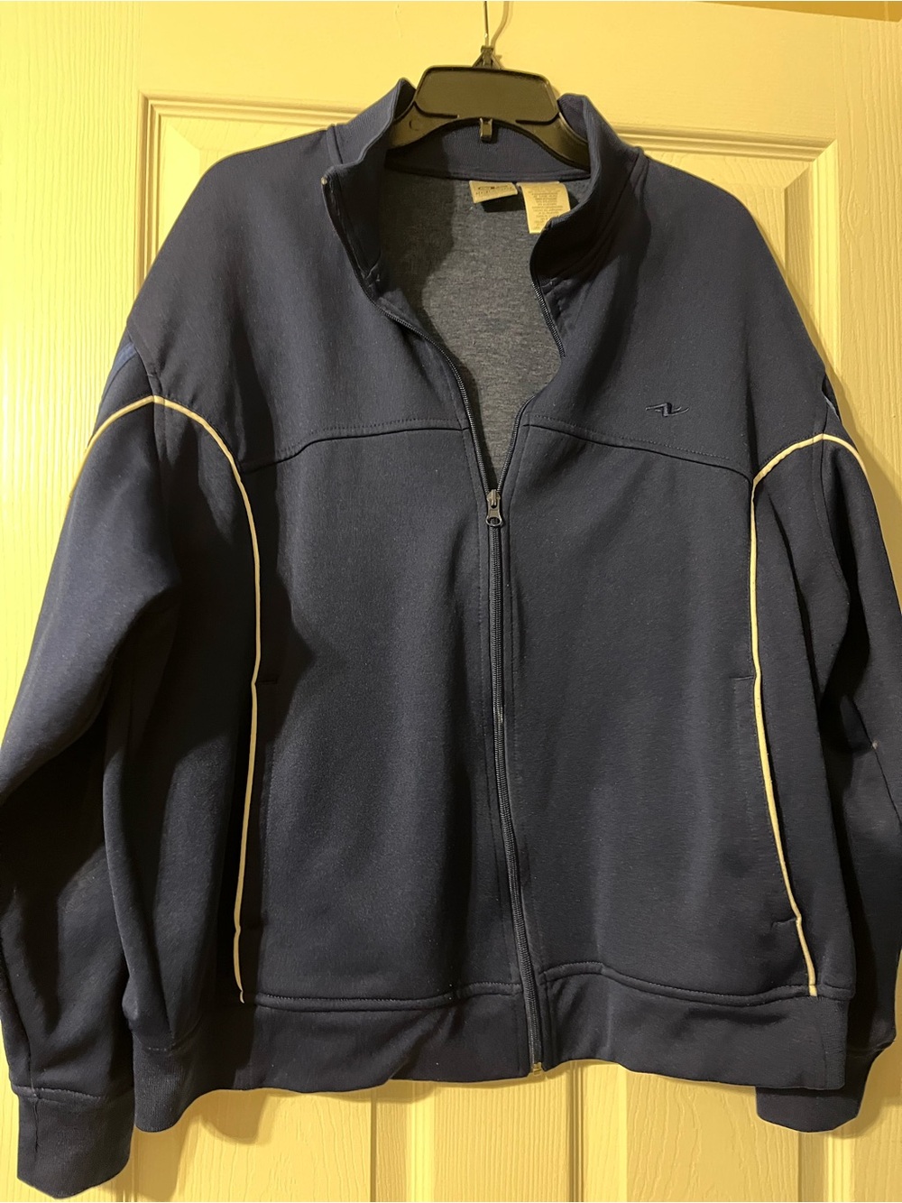 Athletic Works Navy Full-Zip Jacket with Cream Piping